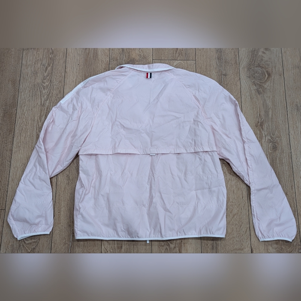 $1850 Mens Thom Browne Contrast Logo 4 Bar Coaches Jacket Light Pink 3 - Large - Picture 5 of 10